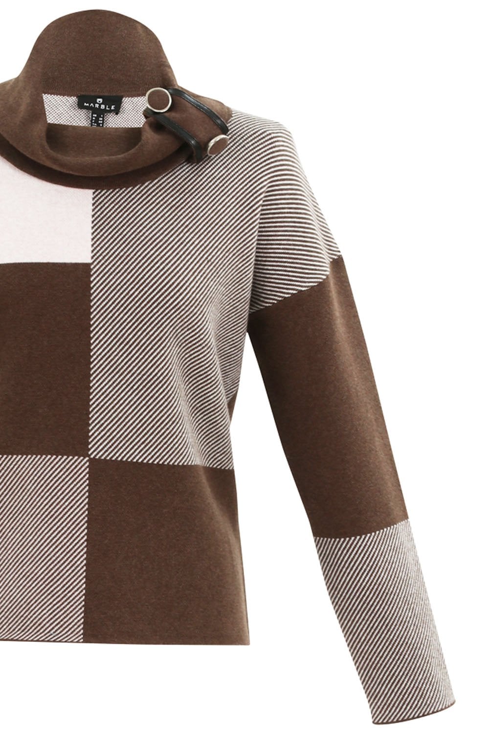 Pale Pink Block Print Jumper with Cowl Neck