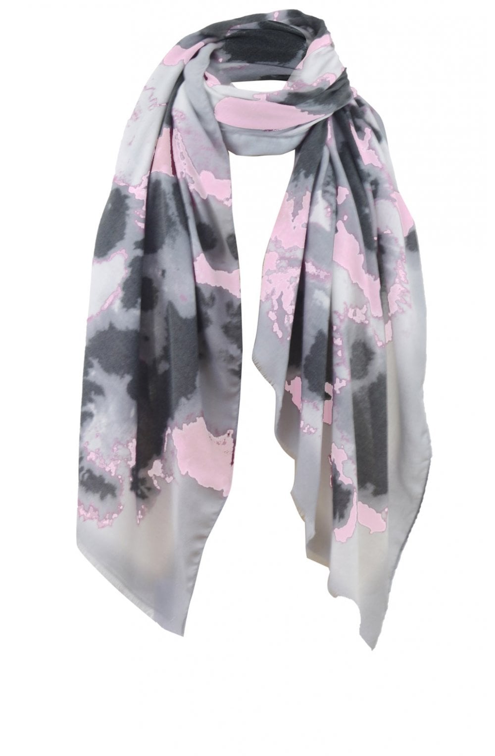 Pale Pink & Grey Patterned Scarf