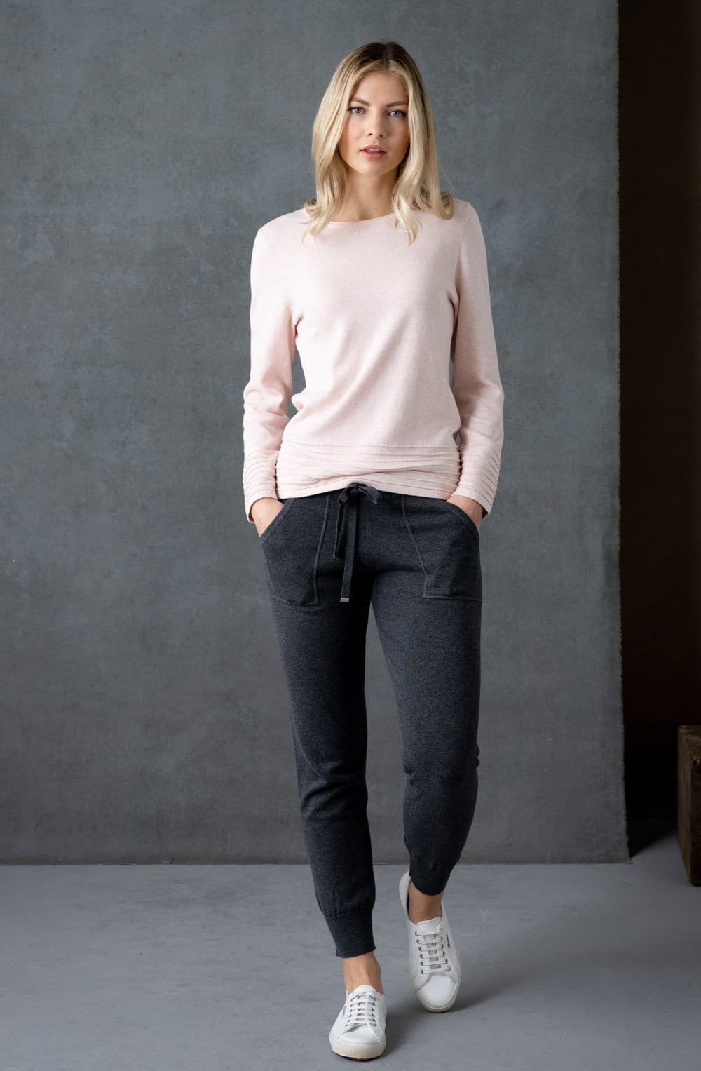 Pale Pink Ribbed Detail Jumper
