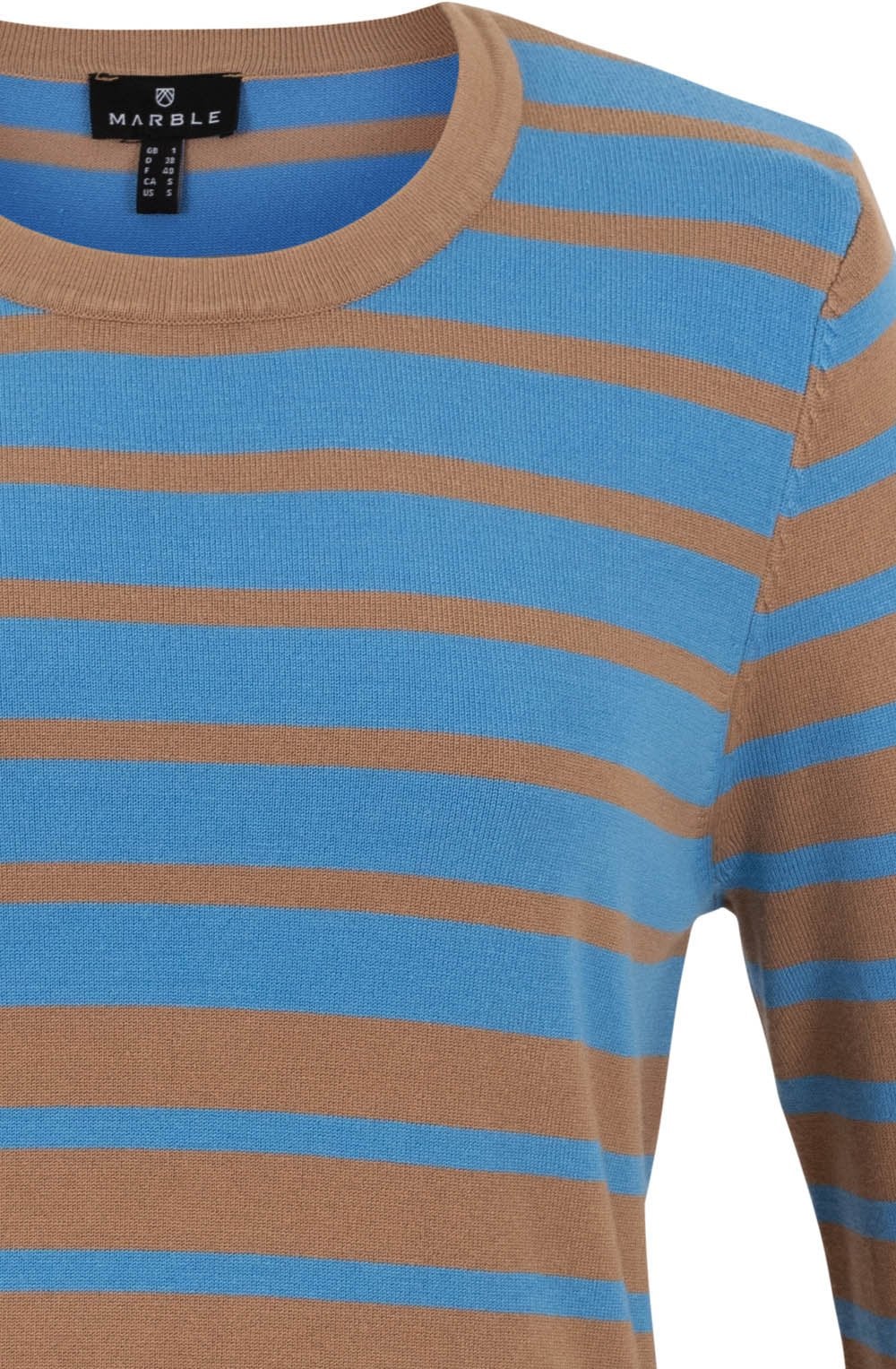Pale Tobacco and Blue Oversized Cuff Jumper