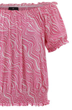 Pink Adjustable Neckline Ruffled Top