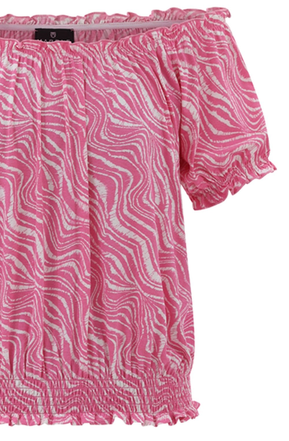 Pink Adjustable Neckline Ruffled Top