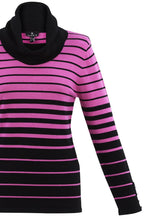 Pink and Black Striped Cowl Neck Sweater