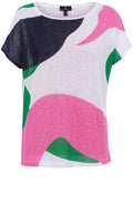Pink and Green Relaxed Semi Sheer Top