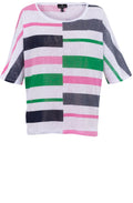 Pink and Green Striped Semi Sheer Top