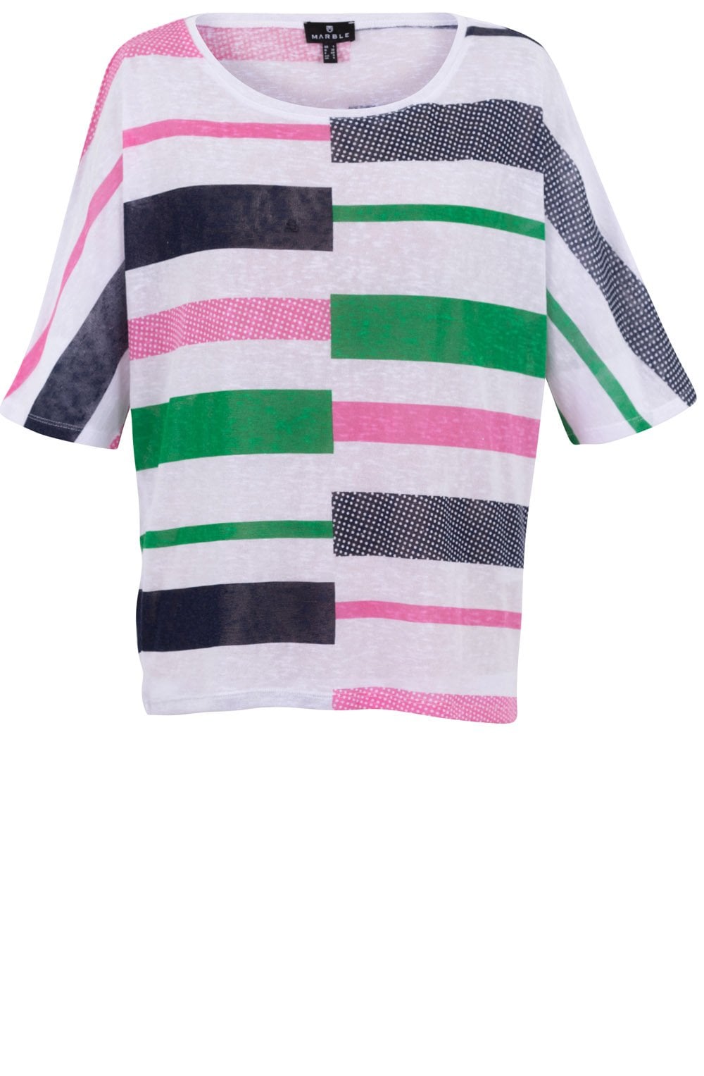 Pink and Green Striped Semi Sheer Top