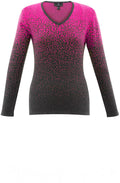 Pink and Grey Graduated Pattern V Neck Jumper