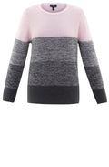 Pink and Grey Textured Knit Jumper