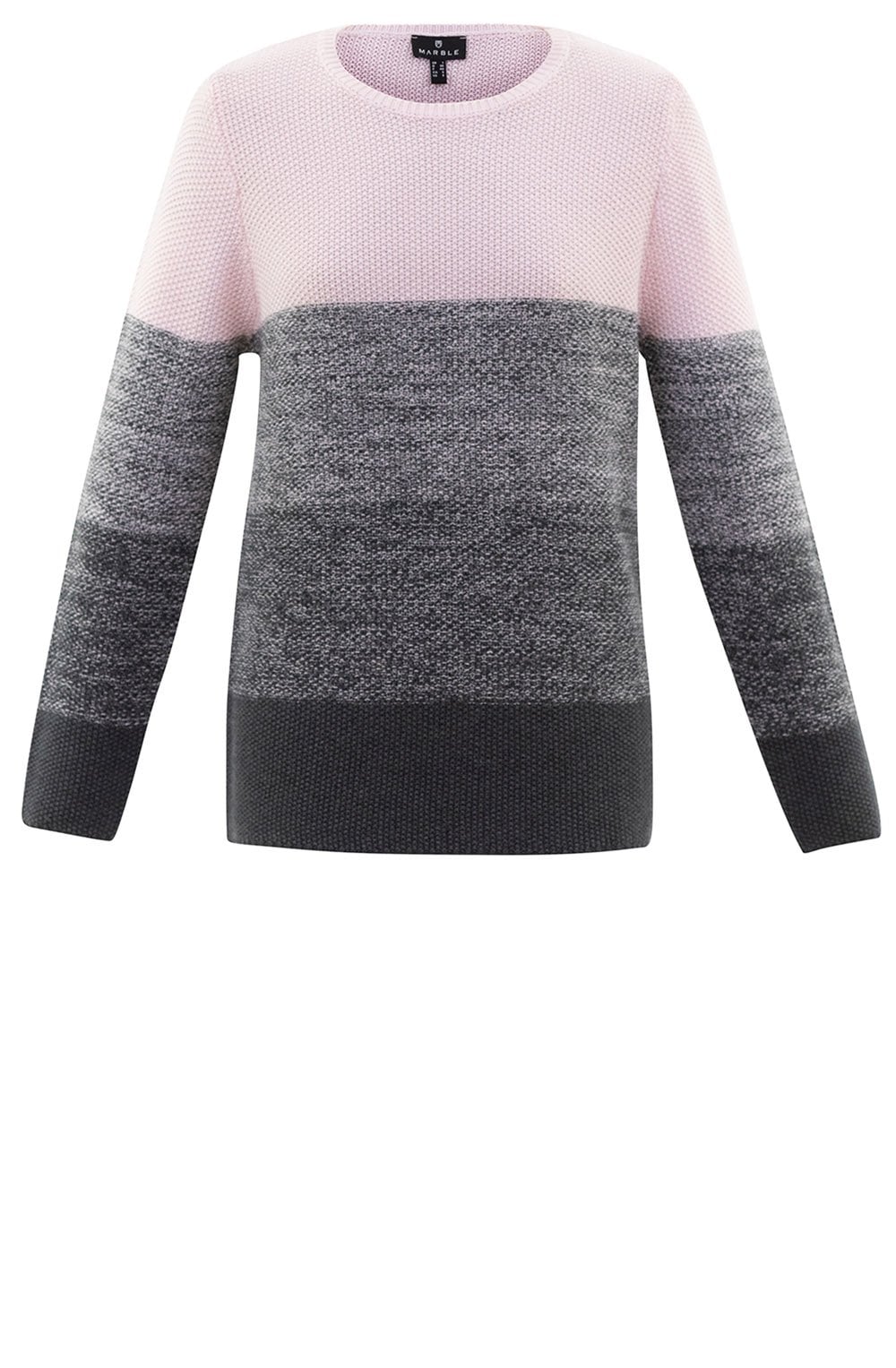 Pink and Grey Textured Knit Jumper