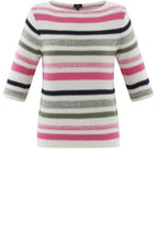 Pink and Khaki Woven Striped Jumper