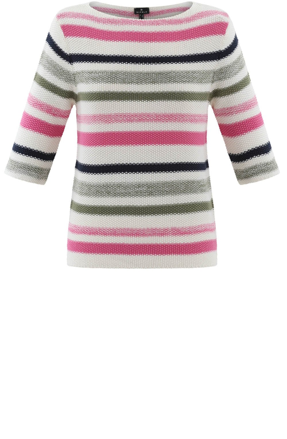 Pink and Khaki Woven Striped Jumper