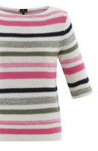 Pink and Khaki Woven Striped Jumper