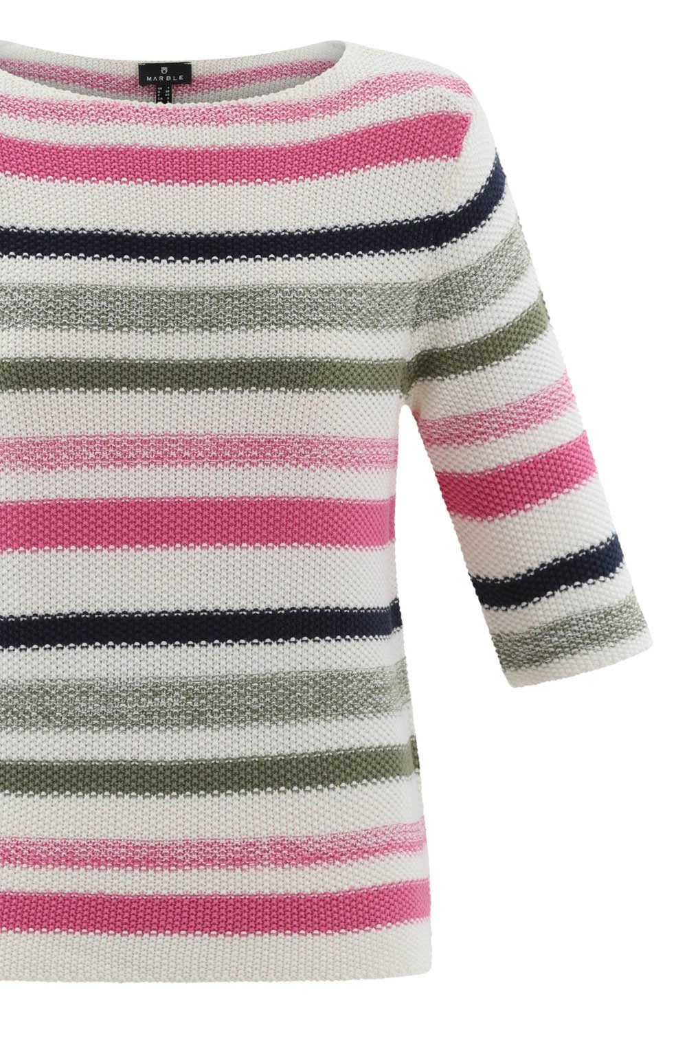 Pink and Khaki Woven Striped Jumper