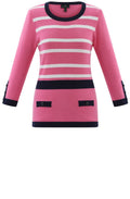 Pink and Navy Faux Pocket Sweater