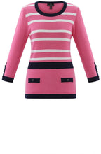 Pink and Navy Faux Pocket Sweater