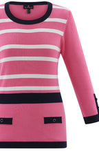 Pink and Navy Faux Pocket Sweater