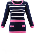 Pink and Navy Fine Knit Jumper