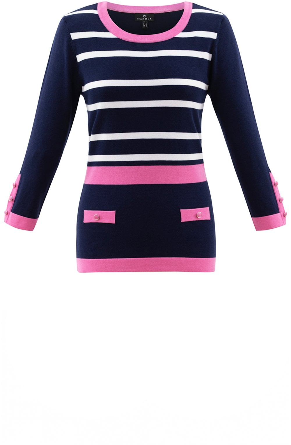 Pink and Navy Fine Knit Jumper
