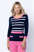 Pink and Navy Fine Knit Jumper