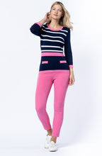 Pink and Navy Fine Knit Jumper