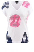 Pink And Navy Fine Knit Semi Sheer Top