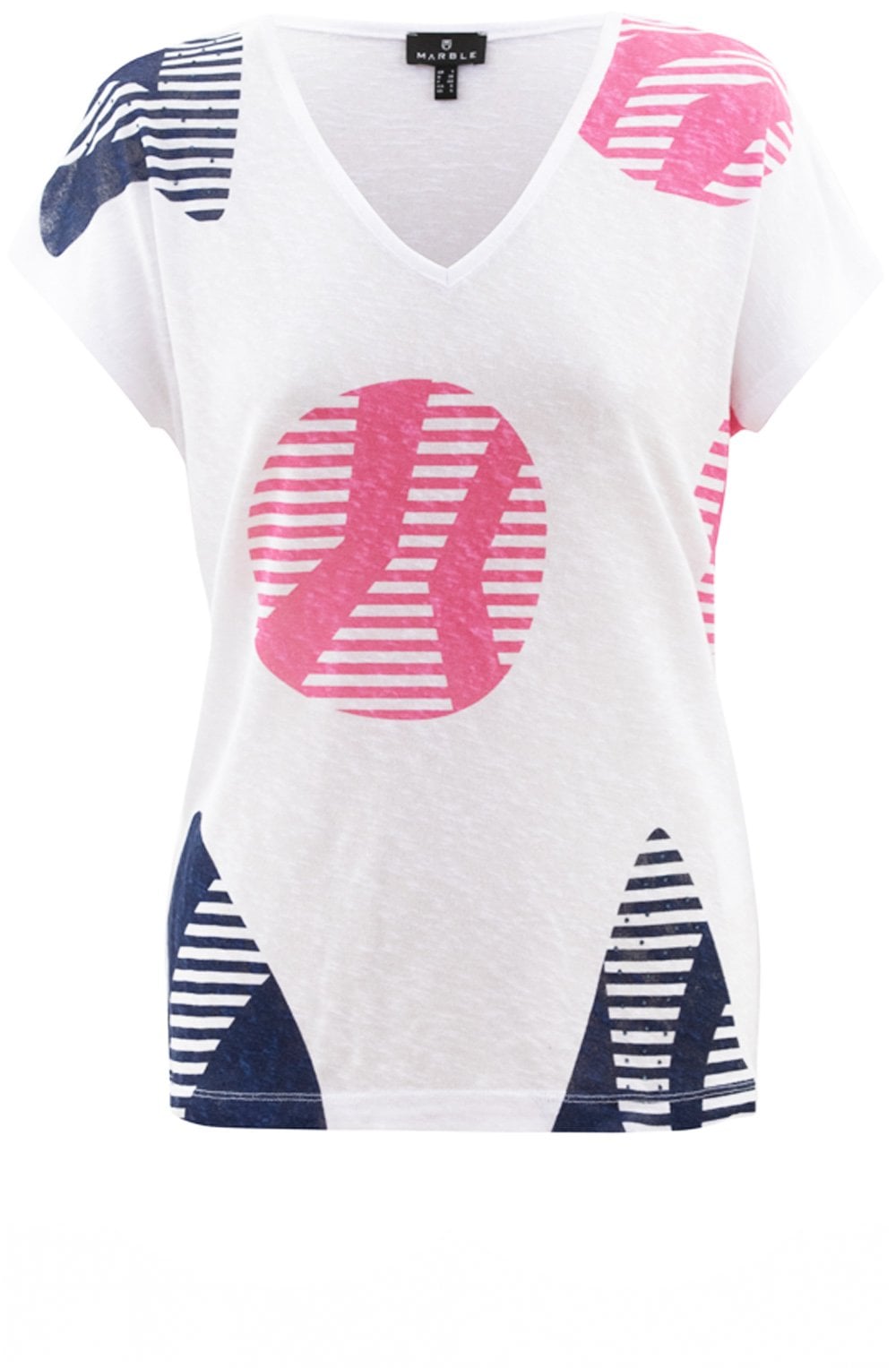 Pink And Navy Fine Knit Semi Sheer Top