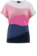 Pink and Navy Striped Casual T Shirt