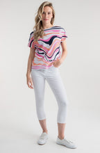 Pink and Orange Abstract Stripe T Shirt