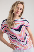 Pink and Orange Abstract Stripe T Shirt