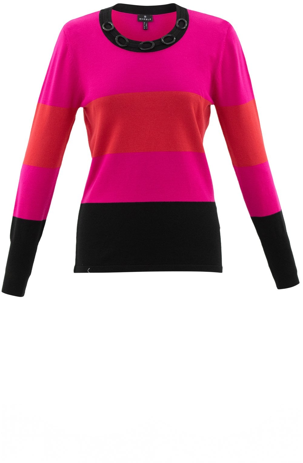 Pink and Red Neck Detail Jumper