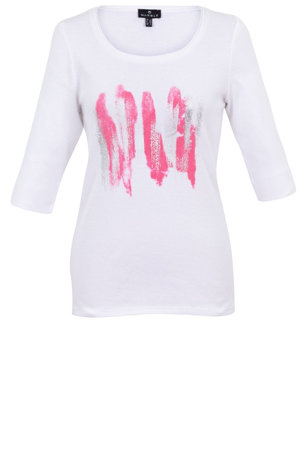 Pink and Silver Paint Strokes Top