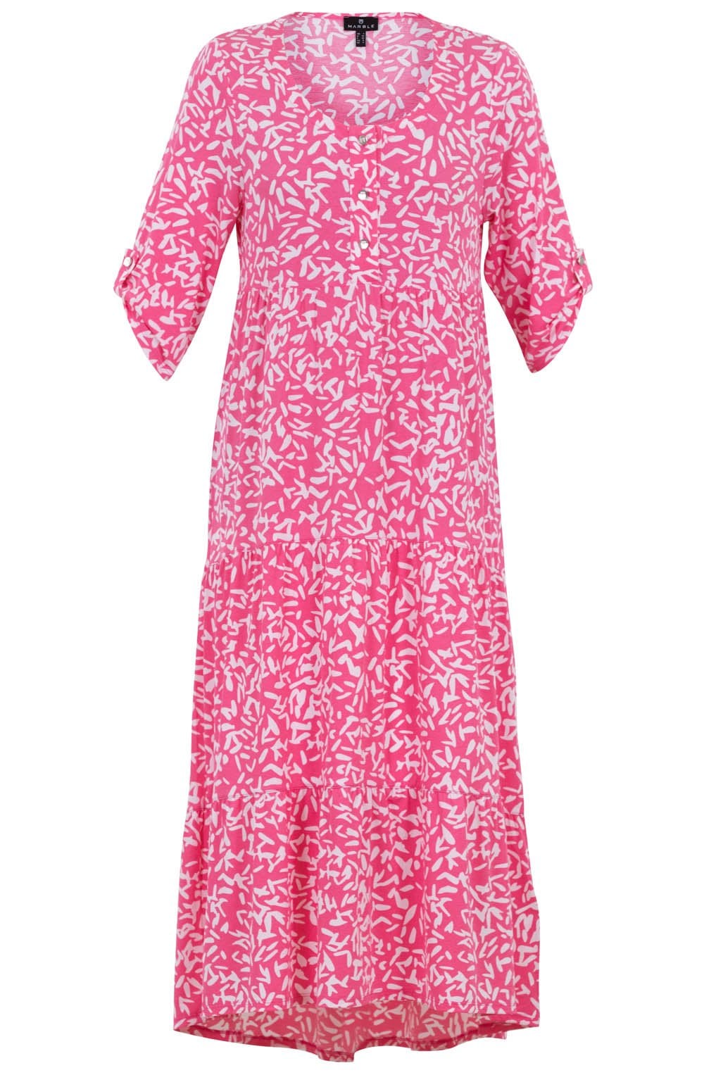 Pink and White Jersey Tiered Dress