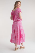 Pink and White Tiered Jersey Maxi Skirt