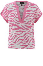 Pink Animal Print Tunic Neck Top