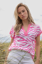 Pink Animal Print Tunic Neck Top