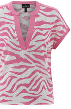 Pink Animal Print Tunic Neck Top