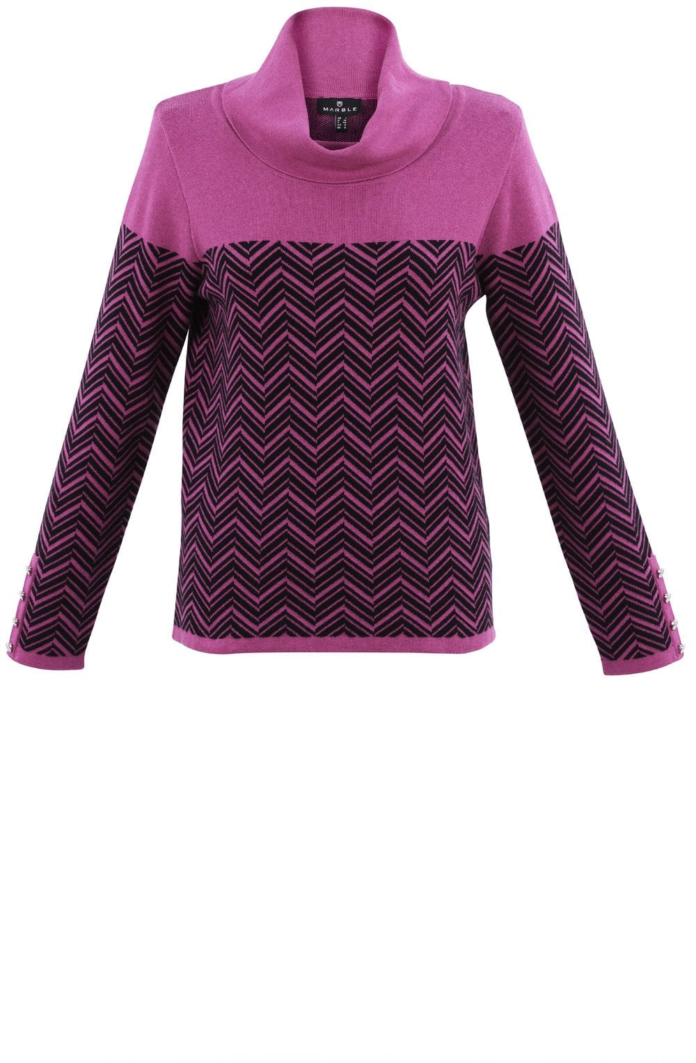 Pink Chevron Cowl Neck Jumper