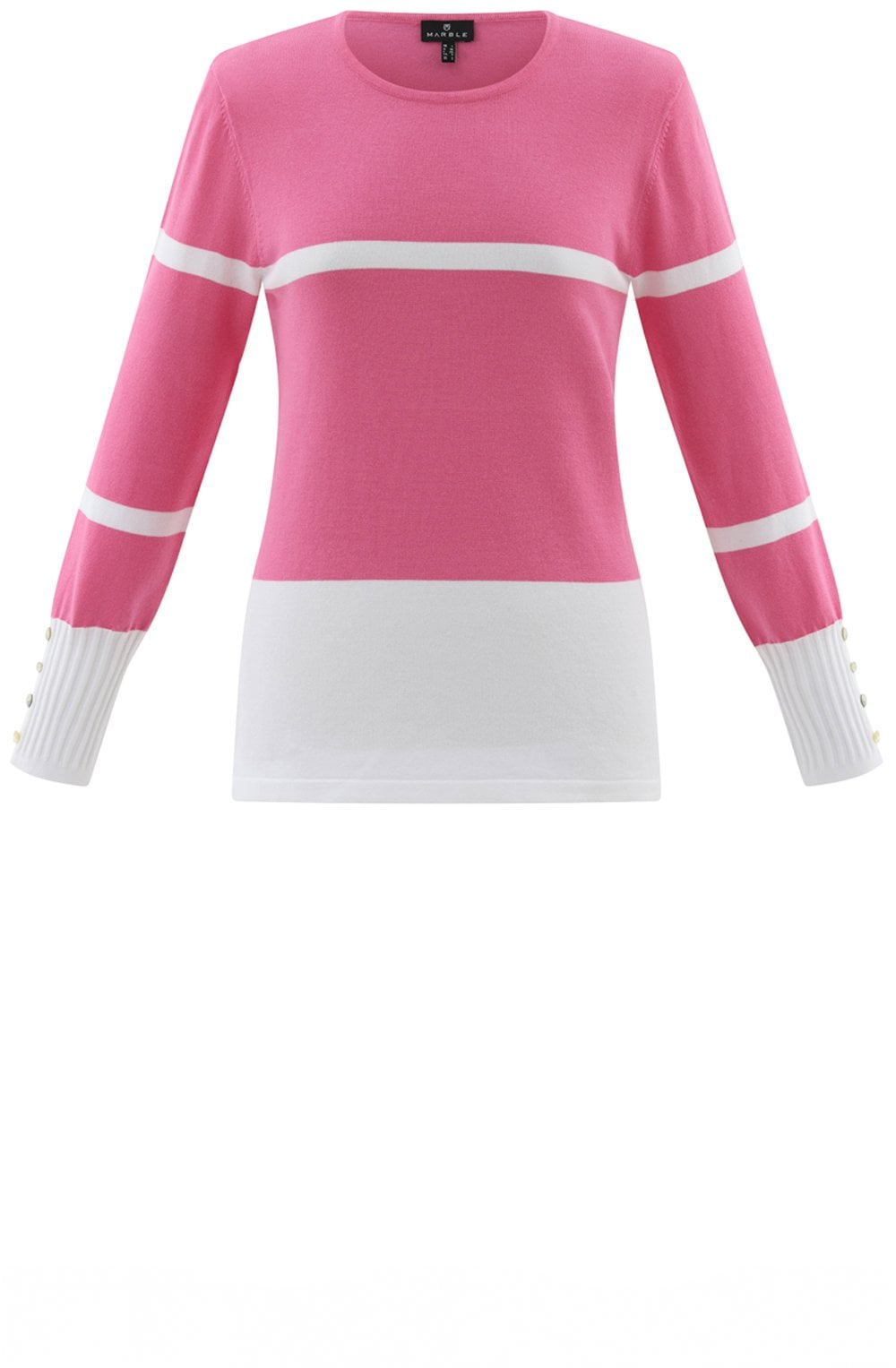 Pink Colour Block Fitted Jumper