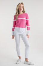 Pink Colour Block Fitted Jumper