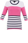 Pink Colour Block Striped Sweater