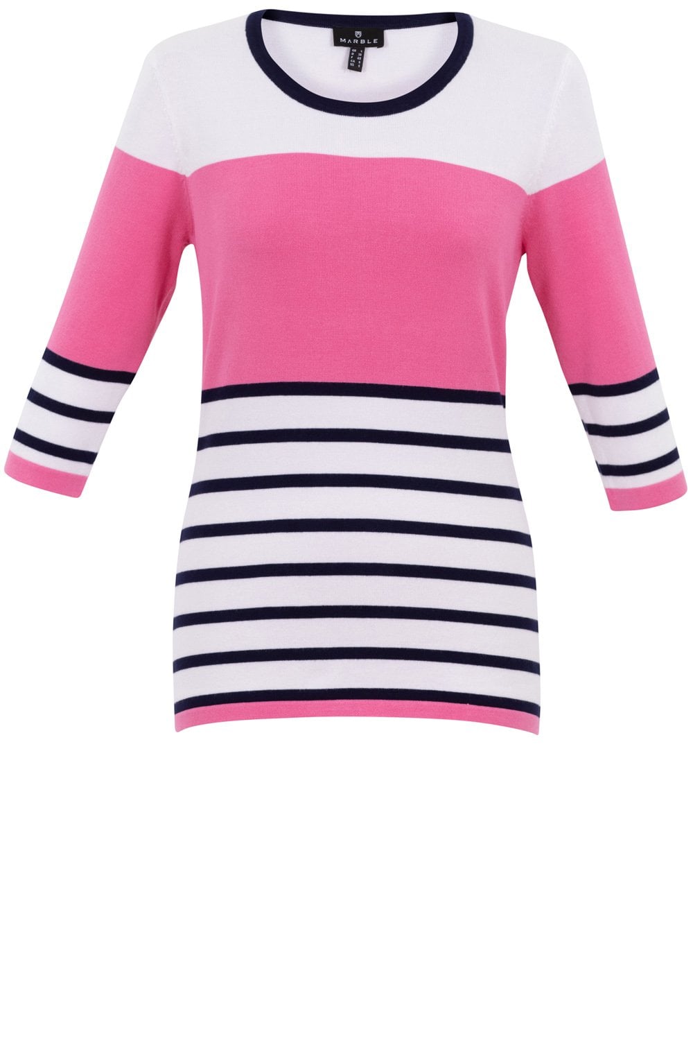 Pink Colour Block Striped Sweater