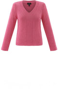 Pink Contrasting Knit V Neck Jumper
