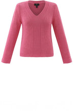Pink Contrasting Knit V Neck Jumper