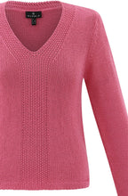 Pink Contrasting Knit V Neck Jumper