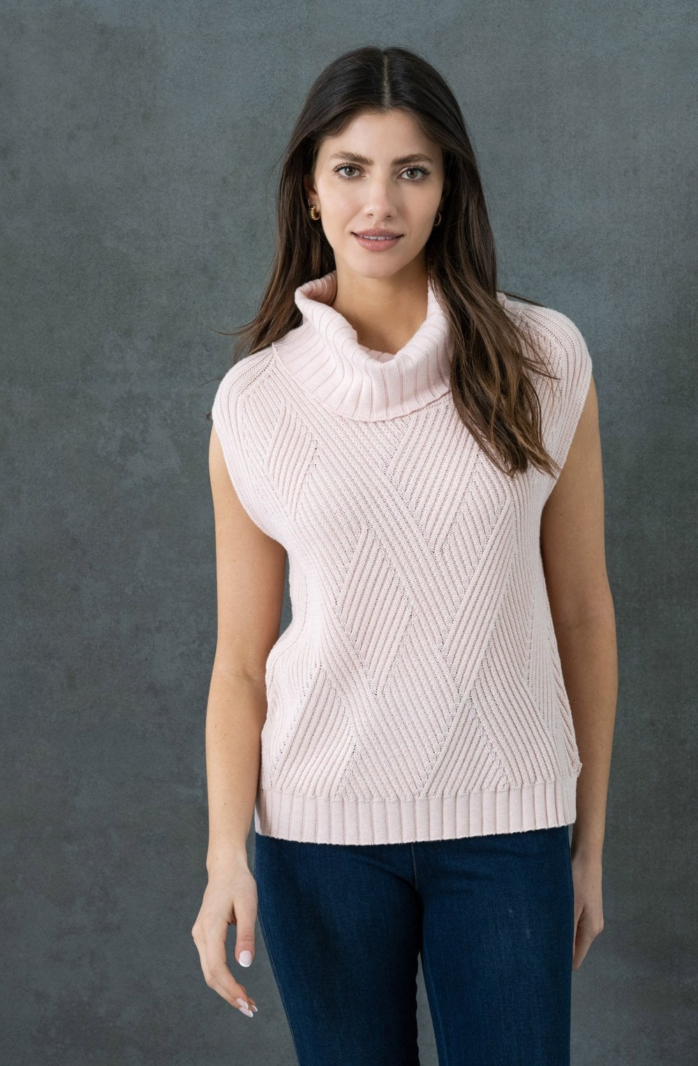 Pink Cowl Neck Sleeveless Jumper