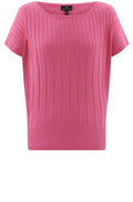 Pink Fitted Hem Ribbed Jumper