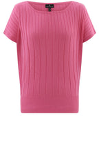 Pink Fitted Hem Ribbed Jumper