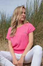 Pink Fitted Hem Ribbed Jumper
