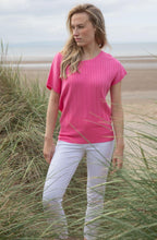 Pink Fitted Hem Ribbed Jumper