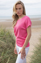 Pink Fitted Hem Ribbed Jumper